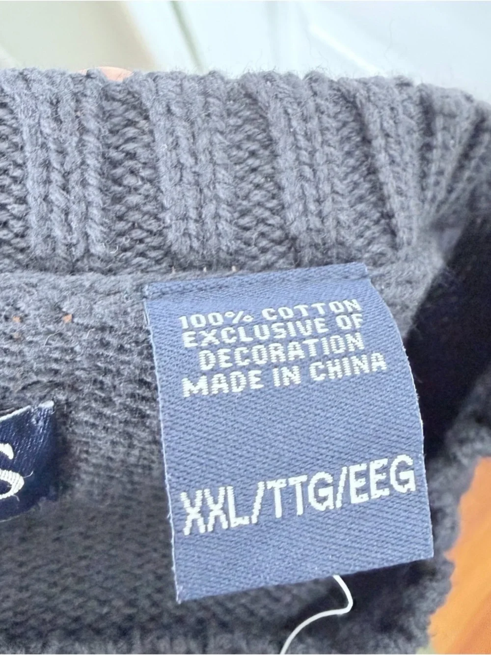 NWT Chap’s Men’s Logo Sweater XXL Navy Blue Cotton Knit Crewneck Pullover 2XL